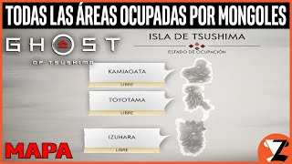 Ghost of Tsushima Todos las Áreas Ocupadas por Mongoles  Libera Toda la Isla MAPA  7 TROFEOS [upl. by Tatia]