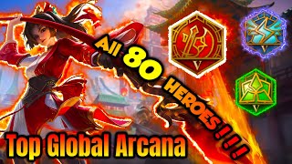 Top Global Build Arcana Archive for 80 Heroes  Honor of Kings Global [upl. by Eimile785]