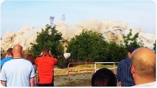 Flying Demolition Debris Nearly Hits Spectators [upl. by Aronid]