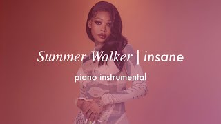 Summer Walker  Insane  Piano Instrumental Karaoke amp Lyrics [upl. by Platto]