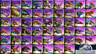 ALL HYBRIDS WARRIOR MAX LEVEL 40 TOURNAMENT  JURASSIC WORLD THE GAME [upl. by Etteuqaj479]