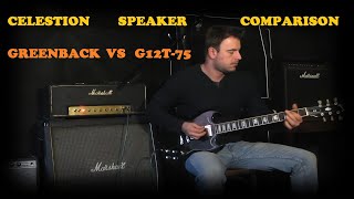 Speaker comparison Celestion Greenback vs G12T75 with both Gibson amp Fender [upl. by Nahpets]