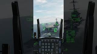 Cockpit View F16 Attempts a Aircraft Carrier Landing with its Tail Hook down dcs [upl. by Esirahc]