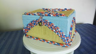 Beautiful Storage Box DIY from Cardboad and Poly Bags Upcycling [upl. by Ricard148]