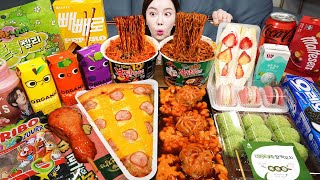 편의점 꿀조합 🎉 짜장 불닭볶음면 그라탕 피자 디저트 틱톡젤리 레시피 신상 먹방 Korean Convenience Store Food Mukbang ASMR Ssoyoung [upl. by Boice107]