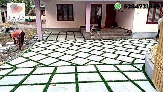 Natural Stone With Grass  Landscaping Stone Work  natural stone paving tamilnadu  Stone Flooring [upl. by Ennaitsirk]