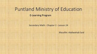 Secondary Math  Chapter 2  Lesson 2A [upl. by Hanleigh]