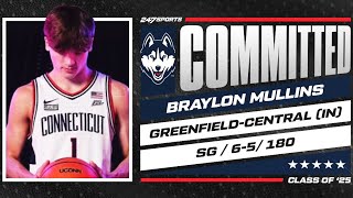 WATCH 5star SG Braylon Mullins commits to UConn  No 16 overall prospect [upl. by Wei]