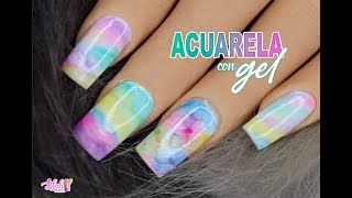 Efecto ACUARELA con GEL  DECORADO de Uñas ACRILICAS con GELES [upl. by Lerrehs215]