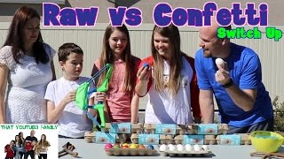 Raw vs Confetti Egg Switch Up  That YouTub3 Family [upl. by Einre291]