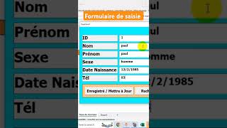 Formulaire de saisie sous excel [upl. by Notyard]