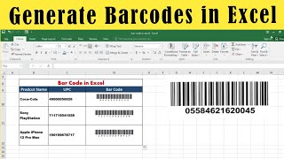 Excel Barcode Tutorial How to Create Barcode in Excel [upl. by Heilner348]