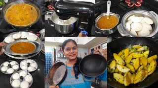 how to use cast iron cookware tips amp tricks Dinner Lunchbox❣️soft IDLI❣️bina sabji SAMBAR❣️fry IDLI [upl. by Rycca419]