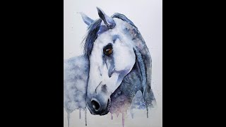 How To Paint A Dapple Gray Horse Watercolor Full Version [upl. by Winshell562]