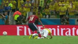 WM 2014 Quarter final NEYMAR brutally FOUL from a Columbian Player [upl. by Ahsito]