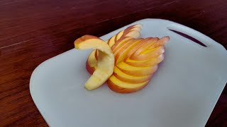 Slicing an apple to make a swan garnish  food art asmr [upl. by Jerman]