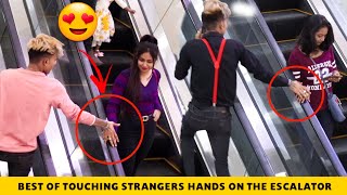 ALL TIME HITS TOUCHING STRANGERS HANDS ON THE ESCALATOR PRANK  MR HOTY [upl. by Paterson]