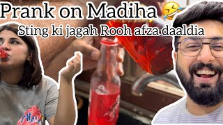 Prank on Dr Madiha 🤣  sting ki jagah rooh afza dediya 😆 [upl. by Atihcnoc]