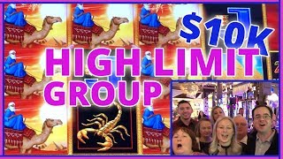 🎰💰 20 People ✖ 500 Each 💲10000 HIGH LIMIT GROUP SLOT PULL👭👫👬 ✦ Slot Machines w Brian C ad [upl. by Haynor]