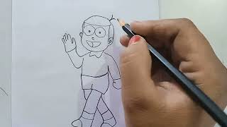 How to draw a nobita doraemon new drawing Very easy step by step [upl. by Enorahs]