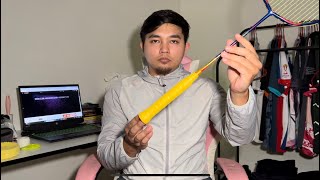 How to wrap your badminton racket with an Overgrip PRO STYLELEE CHONG WEI STYLE [upl. by Arod135]