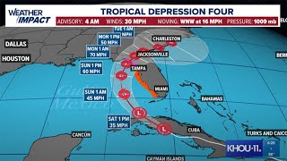 Tracking the tropics Tropical Storm Warnings in Florida as TD 4 tracks that way  Latest path [upl. by Nort10]