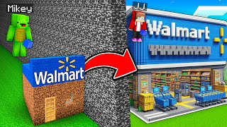 Mikey Poor vs JJ Rich WALMART Build Battle in Minecraft  Maizen [upl. by Bostow]