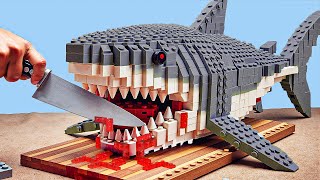 Hunting Pefect MASSIVE Shark Recipe IRL  Lego Cooking Stop Motion ASMR [upl. by Weisler282]