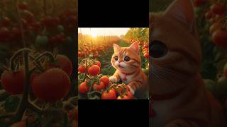 The cat🐱is planting tomatoes aicat storycat cutekitten funny catlover kittymeow aicat [upl. by Wilie345]