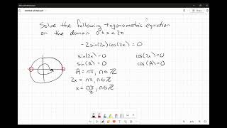 Solve 2sin2xcos2x0 in radians over the first rotation [upl. by Llerraj]