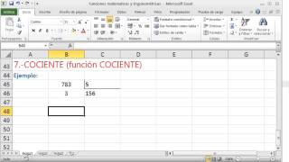 Excel función cociente cociente entre dos números [upl. by Hoeg873]