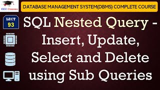 L93 SQL Nested Query  Insert Update Select and Delete using Sub Queries  DBMS in Hindi [upl. by Aikahc130]