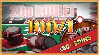 20p Roulette with 100 to 1 Chips  BIG BETS [upl. by Padegs805]