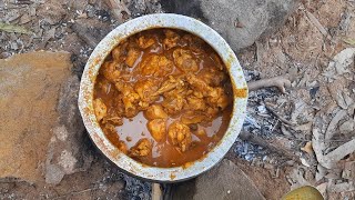 Jungle Raja Cooking Chicken amp Liver  Jungle  Chicken  VR  Chicken Curry  Liver Fry [upl. by Airehs]