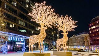 Stockholm Sweden Christmas Lights Tour  City Walk at Night [upl. by Auqenaj]