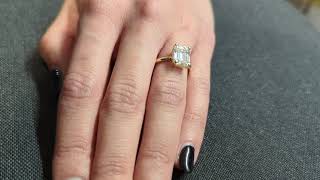 Low Profile Setting 25ct Emerald cut Moissanite Solitaire Wedding Ring  14K Yellow Gold Ring [upl. by Nauwaj]