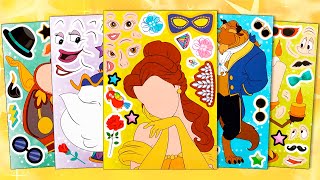 BEAUTY AND THE BEAST STICKER BOOK MAKEOVER  BELLE LUMIERE MRS POTTS FUN STICKER ACTIVITY [upl. by Alyson]