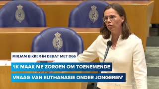 Mirjam Bikker tegen D66 Ik maak me zorgen om de toenemende vraag van euthanasie onder jongeren’ [upl. by Hgielar486]