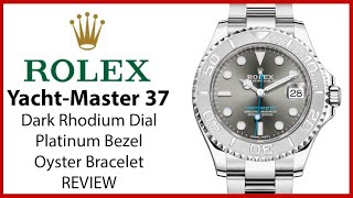 ▶Rolex Yacht Master 37 Stainless Steel Rhodium Dial Platinum Bezel Oyster Bracelet  REVIEW 268622 [upl. by Steiner]