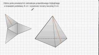 Ostrosłup prawidłowy trójkątny  pole [upl. by Enia]
