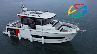 Jeanneau Merry Fisher 895 Sport  walkaround tour  sea test  drone footage [upl. by Dlareg]