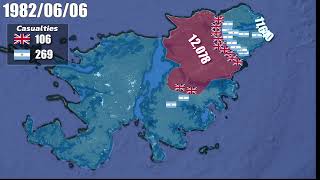 Falkland War Every Day With Army Sizes And Units [upl. by Noremmac]