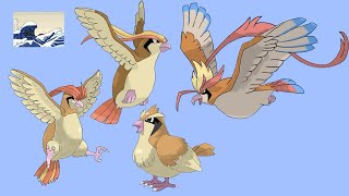 Pidgey Evolution Line Drawing Timelapse  Pokémon [upl. by Tristas752]