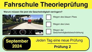 🚘 Führerschein Theorieprüfung Klasse B 🚗 September 2024  Prüfung 2 🎓📚 [upl. by Bodnar158]