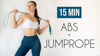 15 MIN JUMP ROPE amp ABS WORKOUT Cardio Abs At Home [upl. by Lasser]