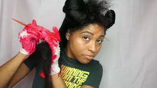 How to  DyeColor Natural Hair Black to Red Tutorial NO BLEACH or PERMANENT COLORING [upl. by Nipsirc496]