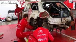 WRC 73 Rally Poland 2016  30 min Service of Stephane Lefebvre damaged Citroen WRC [upl. by Alleuqahs]