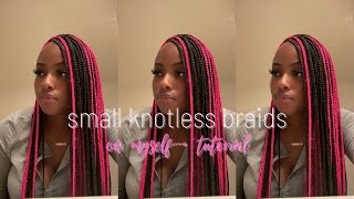 Doing Small Knotless Braids On Myself  Short Tutorial  Aliyiaaa [upl. by Ecnesse]