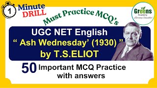 quotAsh Wednesday quot Poem by TSELIOT  UGCNET  SET English MCQ Practice quiz  UPSC English [upl. by Madelina]