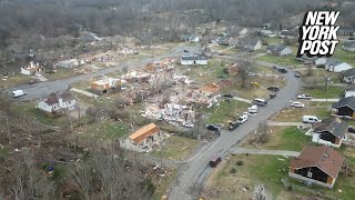 Videos show wake of destruction after deadly tornado rips through Tennessee [upl. by Rossuck]